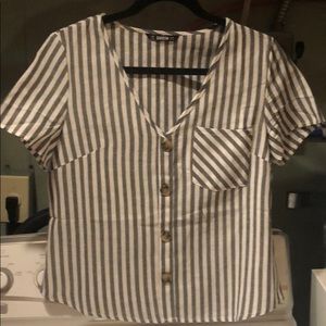Grey and white striped shirt